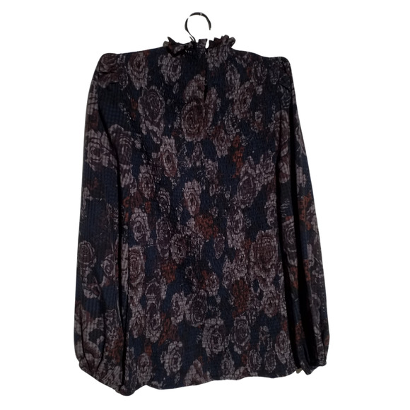 Zara Womens Flounce Top Black Stretch Pullover Long Sleeve Ruffle Size Medium - Picture 3 of 5